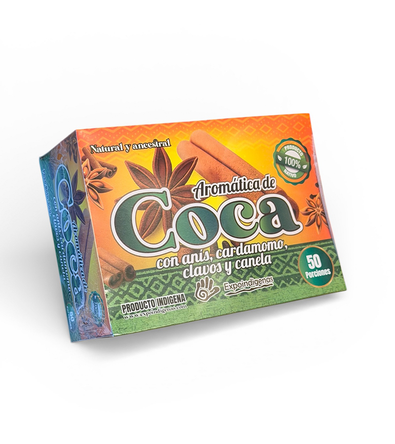 Aromática de coca con anís, clavos, cardamomo y canela. Expoindigenas